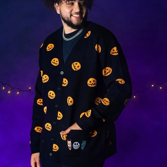 Disney Sweaters - Disney The Nightmare Before Christmas Black & Orange Knit Cardigan